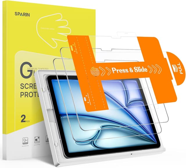 Detalle de SPARIN Panzer-Schutzglas (2 Stück) für iPad Air 11 Zoll M3/M2/M4 – Auto-Installation, 9H Schutzfolie