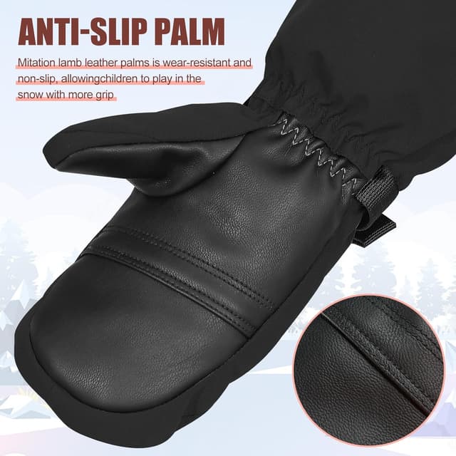 Thumbnail 4 de Andake Kinderhandschuhe Warm & Wasserdicht Winterfäustling mit Reißverschluss