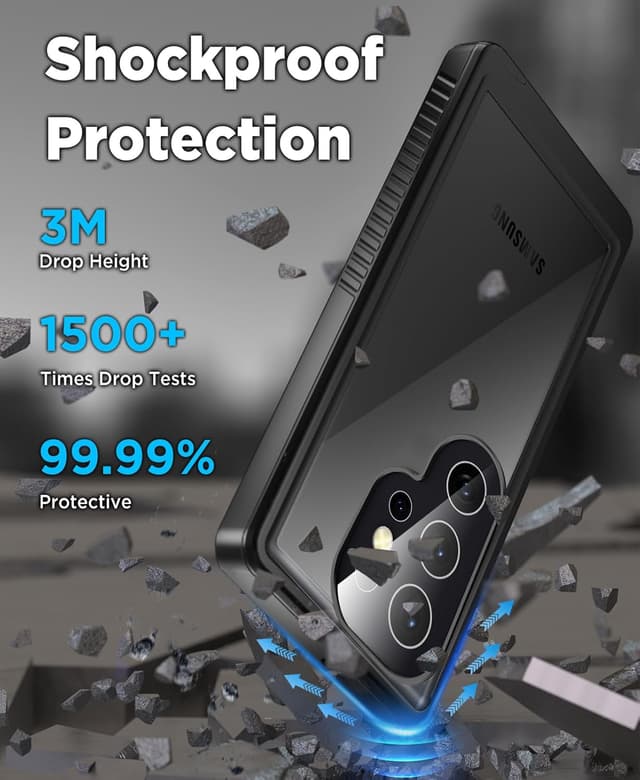 Detalle 2 de Beeasy Waterproof Shockproof Case for Samsung Galaxy S25 Ultra (6.9 inch) – IP68 Full-Body Cover with Built-in Screen Protector, Black