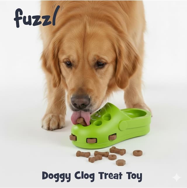 Thumbnail 6 de Fuzzl Clog Treat Toy for Dogs – Natural Rubber Interactive Treat Feeder (Green)