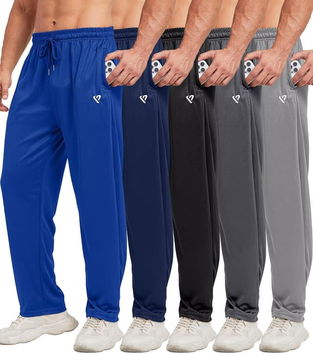 Detalle de lomsoe 5-Pack Mesh Open-Bottom Sweatpants for Men with Zip Pockets