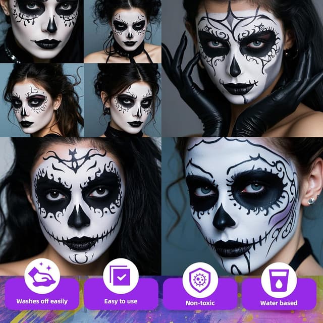 Detalle 2 de YBUETE White Face Body Paint 9 Farben