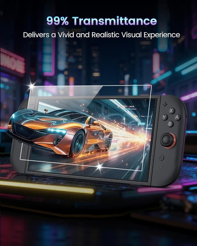 Detalle 2 de TRANSNOVO Switch 2 Screen Protector Glass (Book-Style Frame) – 9H Tempered Glass, Anti-Fingerprint, Ultra HD Clear, 2 Pack