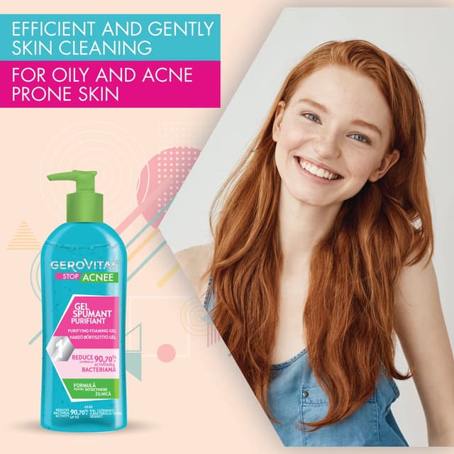 Detalle de GEROVITAL Stop Acnee Pflegeset für unreine Haut (Reinigungsgel, Sebum-Control Gel-Creme, Ultra-Aktiv Pflege)