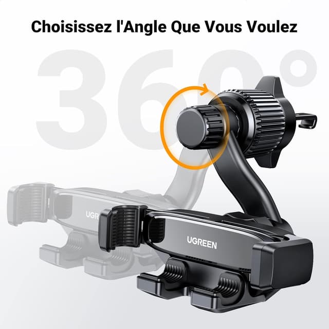 Detalle de UGREEN support téléphone voiture à gravité avec ventilation et bras télescopique (grille d’aération)