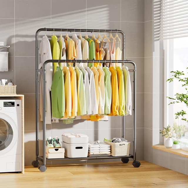 Thumbnail 3 de Simple Trending Clothes Rack with Wheels