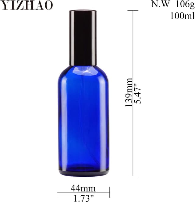 Detalle de YIZHAO set di bottiglie spray in vetro da 100 ml (blu) con spruzzatore e accessori, 9 pz