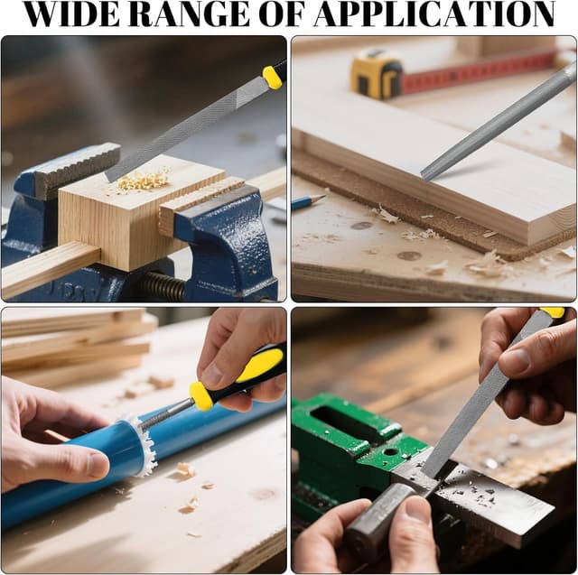 Detalle 2 de TAIANJI metal file set (3 pcs, 8 inch) in carbon steel – flat, half-round and round