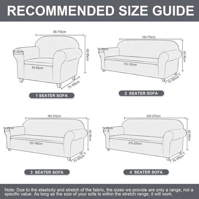 Detalle de YSTELLAA housse de canapé extensible 3 places grise claire, antidérapante et anti-rayures