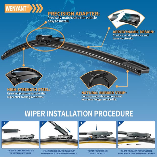 Detalle de Wenyant 22"/22" Front Wiper Blades Set