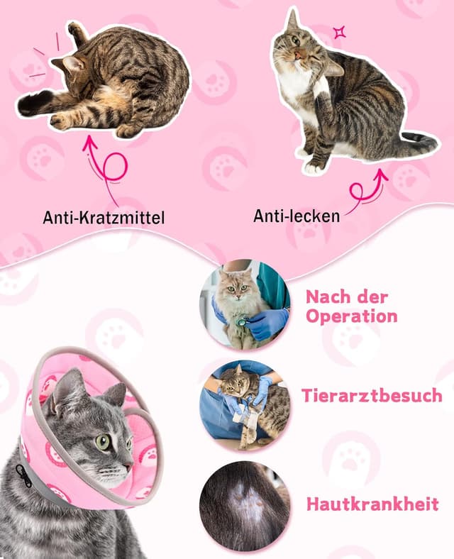 Thumbnail 6 de Supet Halskrause Katze – einstellbarer weicher Schutzkragen aus EPE (Pink, S)