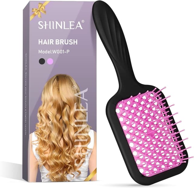 Detalle de SHINLEA Brosse démêlante ventilée pour cheveux secs et mouillés – Rose
