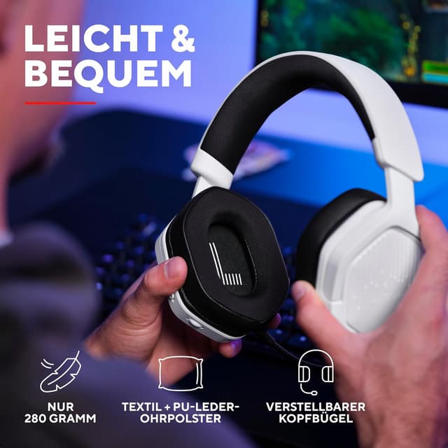 Thumbnail 6 de Trust Gaming GXT 1493W Ravox Wireless Gaming Headset (Bluetooth + 2,4 GHz) mit Mikrofon, 50-mm-Treibern, bis zu 70 Std. Akkulaufzeit – Weiß