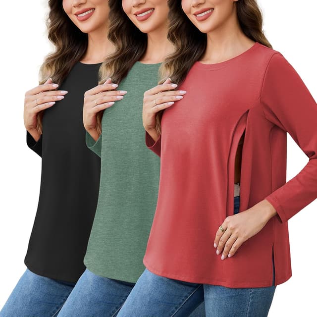 Detalle de Stillshirt-Set 3er Pack mit Reißverschluss