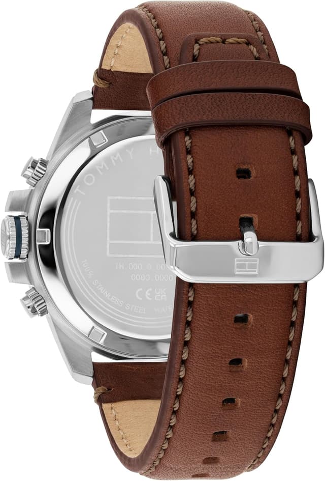 Detalle de Tommy Hilfiger Dual Time Quartz Watch for Men with Dual Strap Options (Stainless Steel Bracelet or Leather Strap)