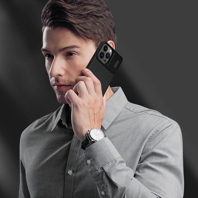 Detalle de Coque XTCASE pour iPhone 14 Pro : étui ultra mince avec protection caméra coulissante, noir