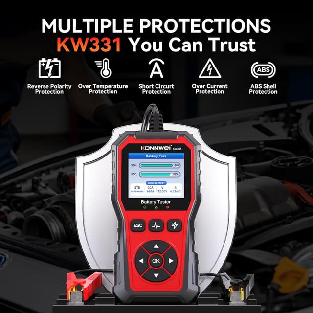 Detalle de KONNWEI KW331 Tester per Batterie Auto 6/12/24V con stampa cloud