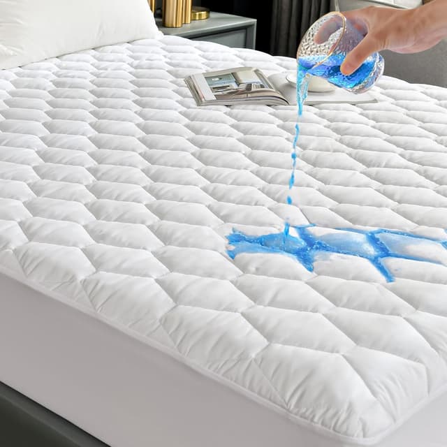 Detalle de GRT Waterproof Mattress Protector for Double Bed (30cm Extra Deep Skirt) – OEKO-TEX certified, noiseless & breathable
