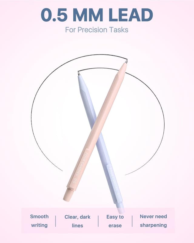 Thumbnail 6 de Four Candies Mechanical Pencils 0.5mm (HB & 2B) with Pastel Eraser Set – 16-Count Pack in Case