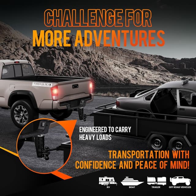 Detalle de Airbird Adjustable Trailer Hitch for 2-Inch Receivers (6-Inch Drop, 25,000 lbs GTW) with 2 and 2-5/16-Inch Balls, Black