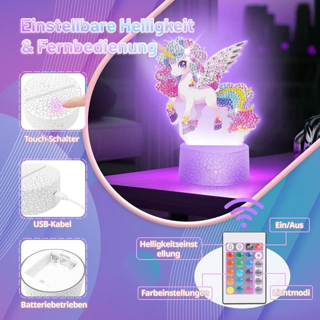 Thumbnail 2 de Einhorn Diamond Painting Nachtlicht 16 Farben