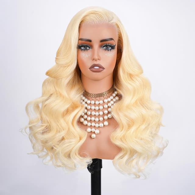 Detalle de 613 13x6 Lace Front Wig (Human Hair) 250 Density, 30 Inch Body Wave Blonde HD Lace Frontal
