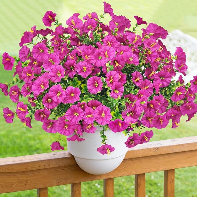 Detalle de TINA Kunstblumen wie echt, 9 Bündel – wetterfeste Balkonpflanzen für Innen & Außen