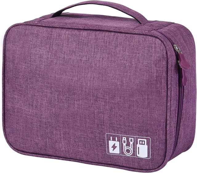 Detalle de ACOPTON Electronic Organizer – portable waterproof travel bag for iPad, cables, chargers and power banks (Purple)