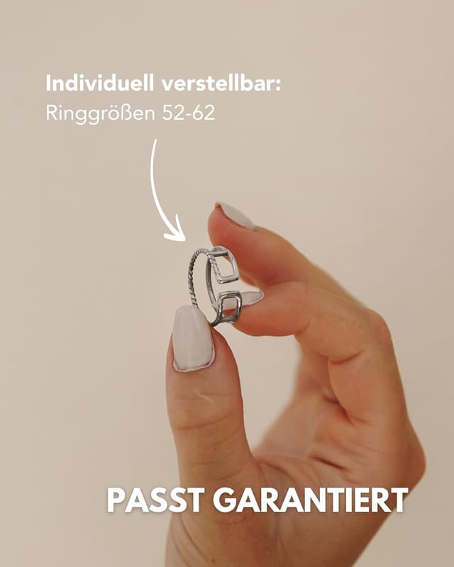 Detalle de GD GOOD.designs Damen-Ring verstellbar aus Edelstahl – wasserfest, Doppelring offen in Gold-Optik – inkl. Geschenkbox