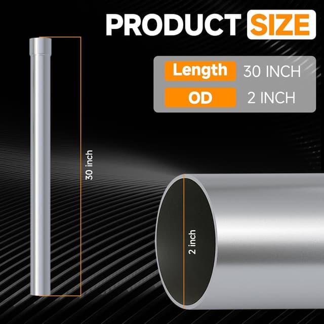 Detalle 2 de A-KARCK Straight Exhaust Pipe Mandrel Tube (2.5 in OD) — Stainless Steel 30 in