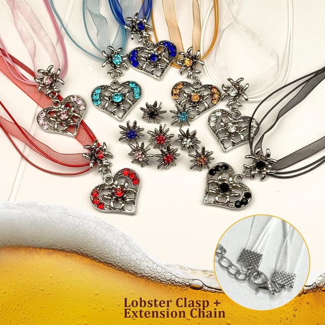 Detalle 2 de JENCVNL 3-tlg. Trachtenschmuck-Set für Damen mit Edelweiß-Anhänger