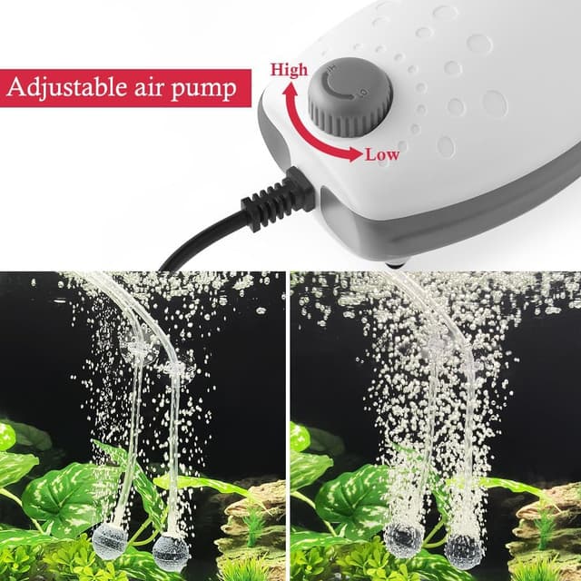 Detalle 2 de PYPABL 3W Aquarium Air Pump (300L/H) – Silent Adjustable Bubbler for Fish & Turtle Tanks