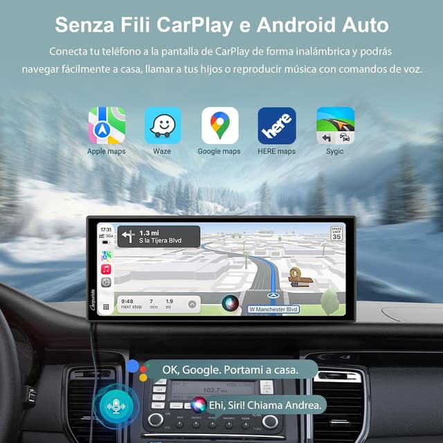 Detalle 2 de Carpuride W125P schermo CarPlay wireless con app di streaming, 11,26" e telecamera posteriore