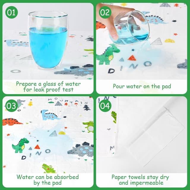 Detalle de Aolso Potty Training Mattress Protector (Dinosaur) – Waterproof washable underlay, 70 x 90 cm for cot beds