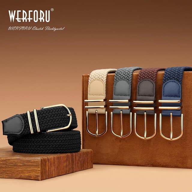 Thumbnail 6 de WERFORU Unisex geflochtener elastischer Gürtel (2 Stück) – verstellbar für Jeans & Hosen