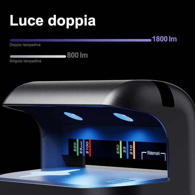 Detalle 2 de Aneken AL-17 rilevatore banconote false con doppia luce UV LED (1800 lumen)
