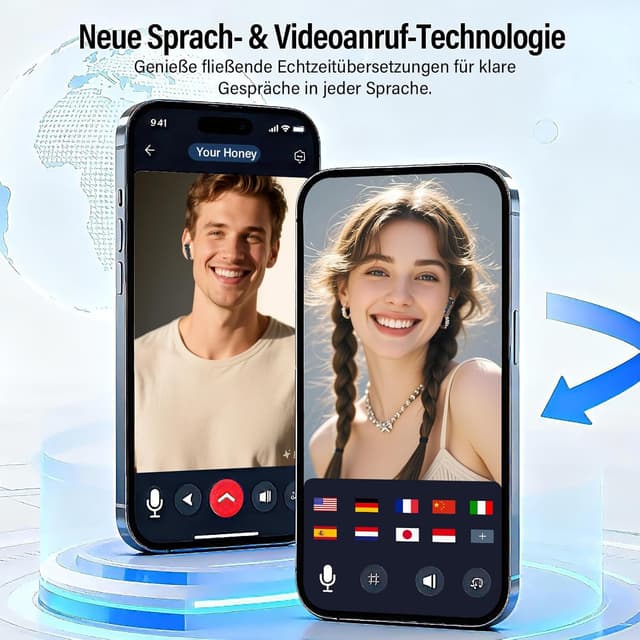 Detalle 1 de KI Übersetzer Kopfhörer – 3-in-1 Echtzeit Sprachübersetzer mit ANC, Mic & App (164 Sprachen), Bluetooth 5.4