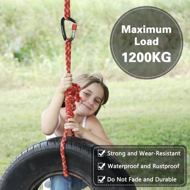 Detalle 2 de Flintronic mousqueton à verrouillage en aluminium 90 x 48 mm (forme D) pour hamac, camping et randonnée