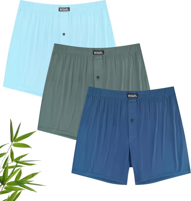 Thumbnail 6 de YESWEL Mens Boxers Bamboo Multipack (3-pack) with Button Fly, Loose Fit