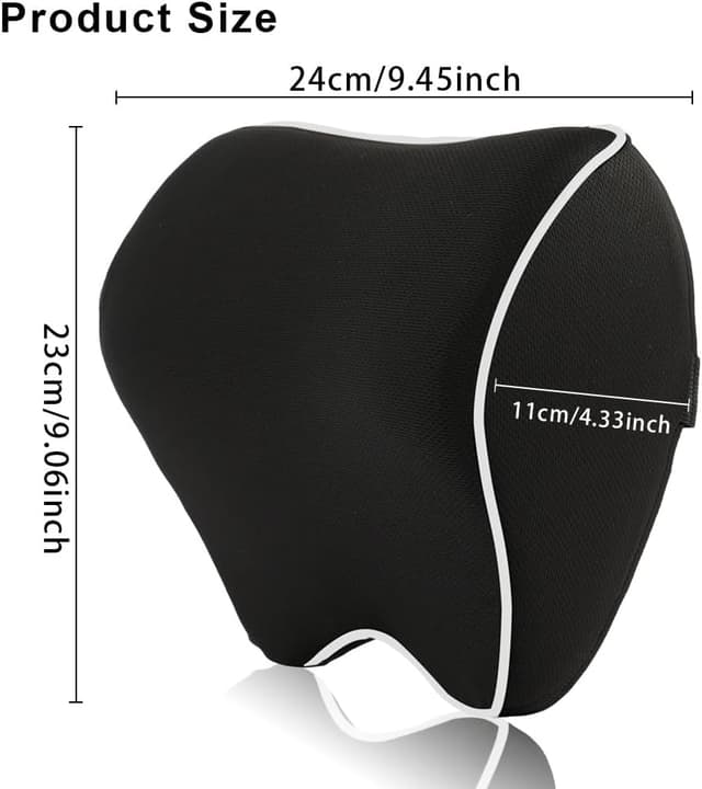 Detalle 2 de Alaoo Cuscino Poggiatesta Auto con Memory Foam, rimovibile e traspirante (nero con finiture bianche) – 1 pezzo