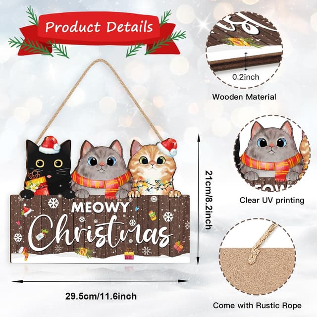 Thumbnail 5 de KAIRNE Cats Merry Christmas wooden sign