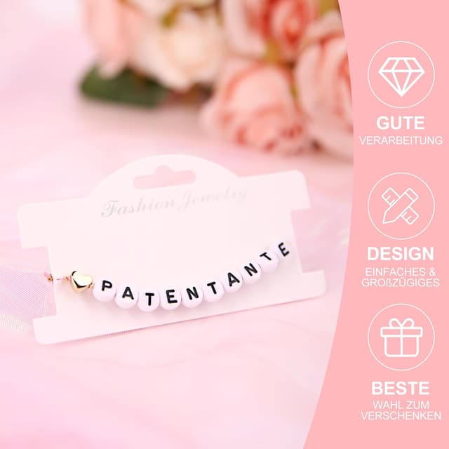 Detalle 2 de Obrjoyfly Patentante Armband (handgefertigt) mit verstellbarem Verschluss, für 18–30 cm