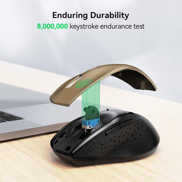 Detalle 2 de TECKNET Kabellose Maus (2,4G, 4800 DPI) mit USB-Nano-Empfänger – 6 Tasten, bis zu 30 Monate Akkulaufzeit