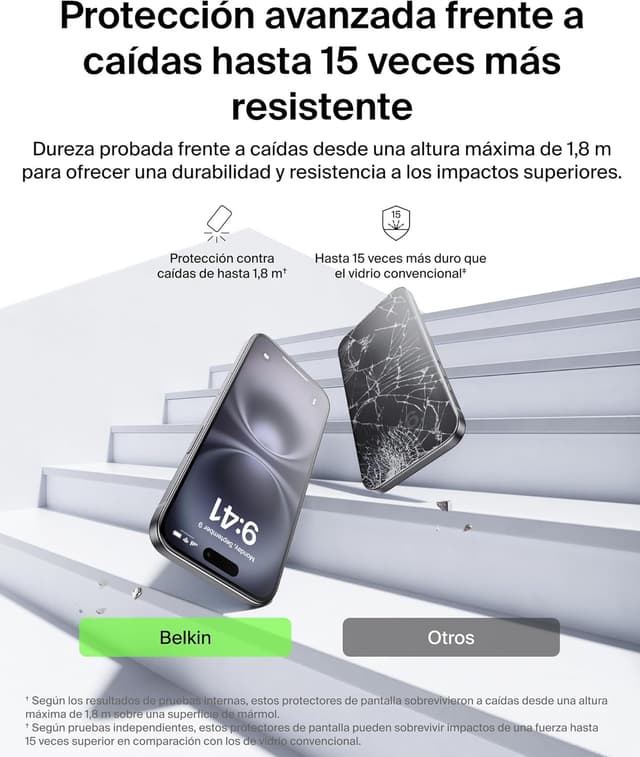 Detalle 1 de Belkin ScreenForce iPhone 17 Pro Max 9H