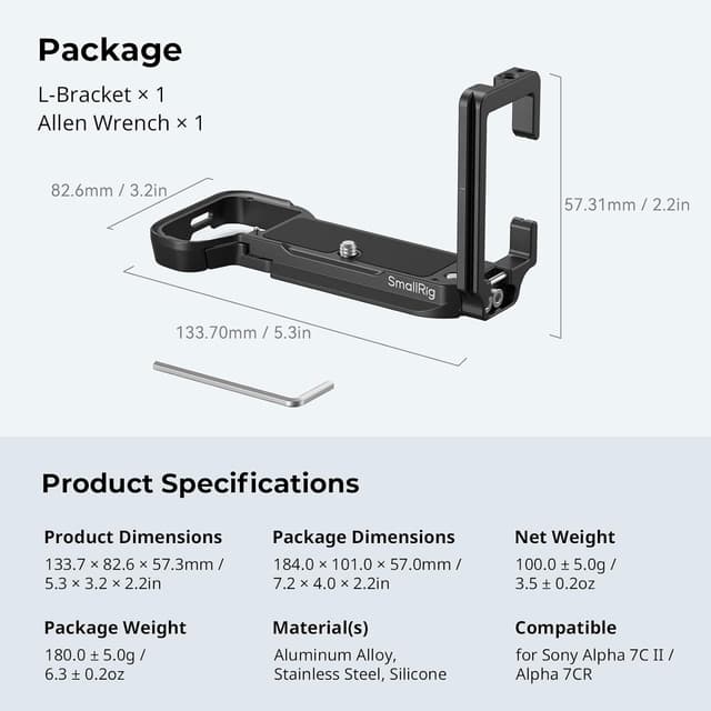Thumbnail 6 de SMALLRIG A7C II L-Bracket für Arca