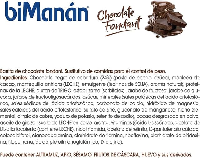 Detalle 2 de BIMANÁN BESLIM Barritas Sustitutivas Chocolate Fondant 🍫 (30 uds)