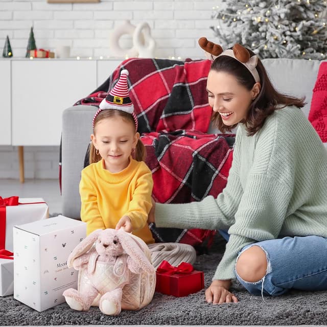 Detalle de Moonkie Hug & Go™ Bunny Toddler Backpack (Soft Plush Bag with Detachable Toy) for Girls Ages 2–4