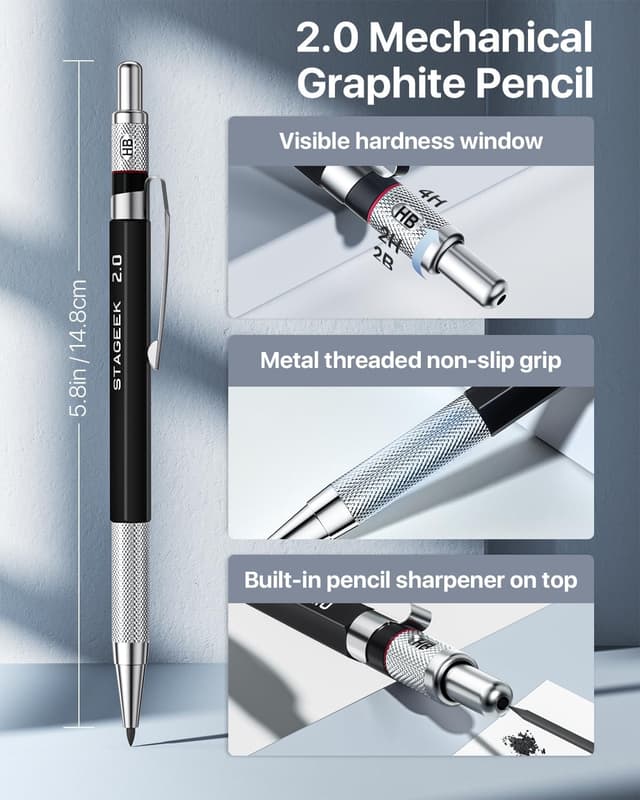 Thumbnail 6 de STAGEEK 30-teiliges Druckbleistift-Set mit Metallstiften, LEDertasche und Minen 0,5/0,7/0,9/2,0 mm