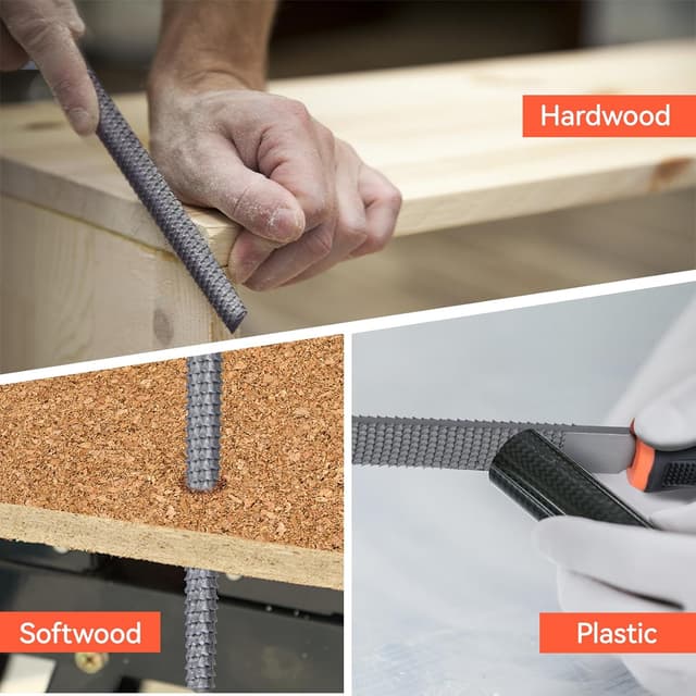 Detalle de Kit de 3 limes à bois Preciva (plate, demi-ronde, ronde) en acier carbone 45#