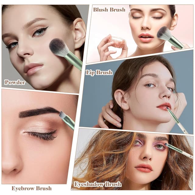 Detalle de HEYMKGO Pinselset Makeup 12-teilig – Profi-Makeup-Pinsel mit Reisetasche